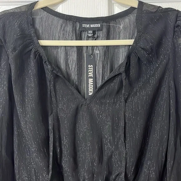 ⭐️ NWT- Steve Madden smocked waist black mini dress - size XS - Picture 10 of 10